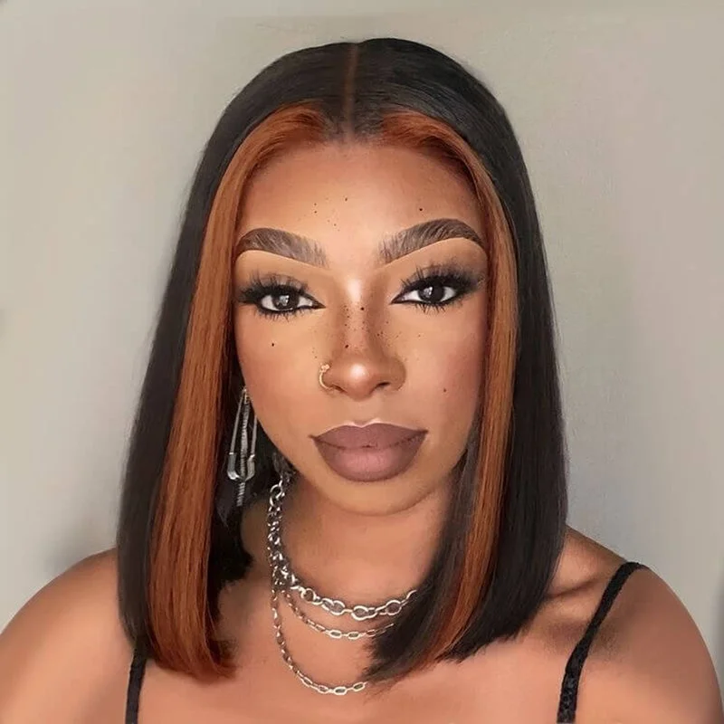 Bob Wigs for Pilates Brown Highlight BOB Lace Wig Human Hair 13x6 Lace Front Short Wig Bob Wigs for Pilates Brown Highlight BOB Lace Wig Human Hair 13x6 Lace Front Short Wig