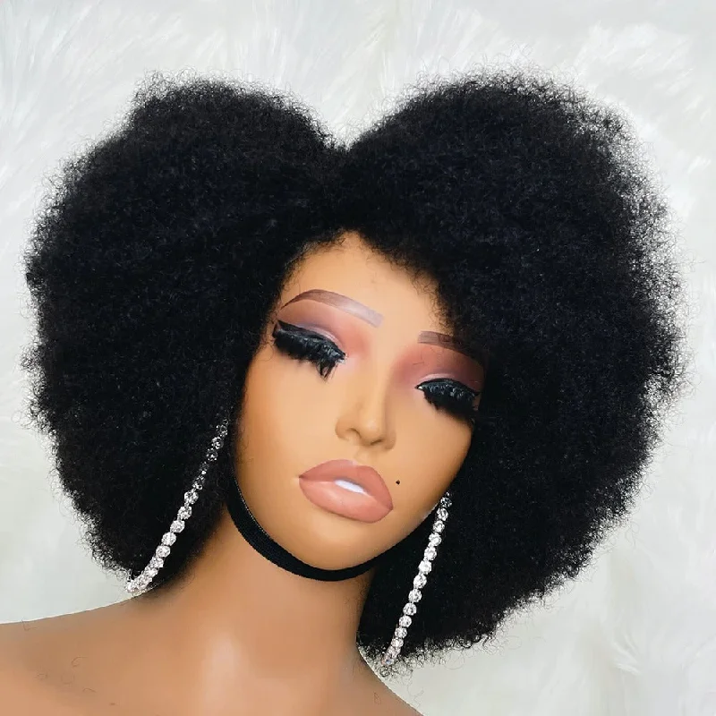 Bob Wigs for Social Media - Worthy Outfits 13x6 Afro Kinky Curly Bob Wig 250% Preplucked Human Hair Lace Front Wigs Bob Wigs for Social Media - Worthy Outfits 13x6 Afro Kinky Curly Bob Wig 250% Preplucked Human Hair Lace Front Wigs