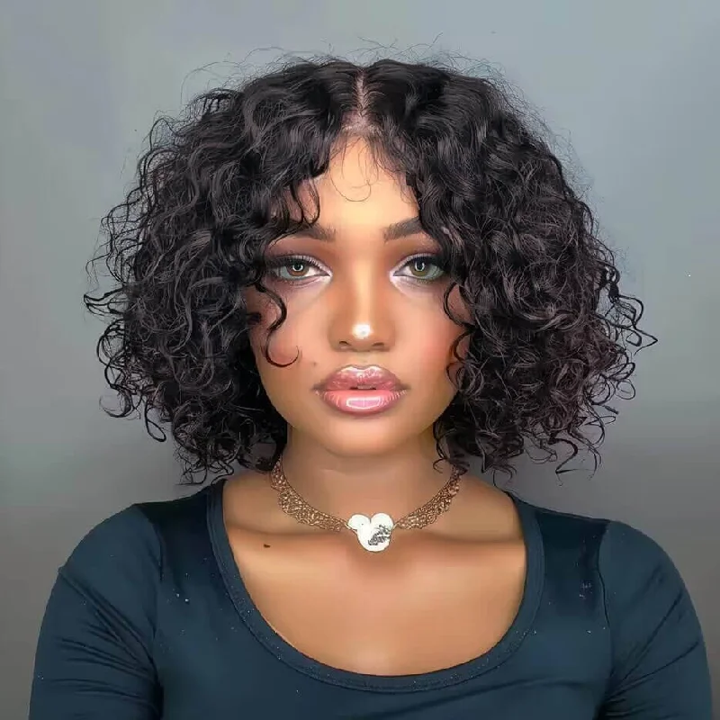 Bob Wigs for Picnics Aligrace 8 inch 2.5x0.5 T part Lace Natural Color Water Wave Wig Bob Wigs for Picnics Aligrace 8 inch 2.5x0.5 T part Lace Natural Color Water Wave Wig