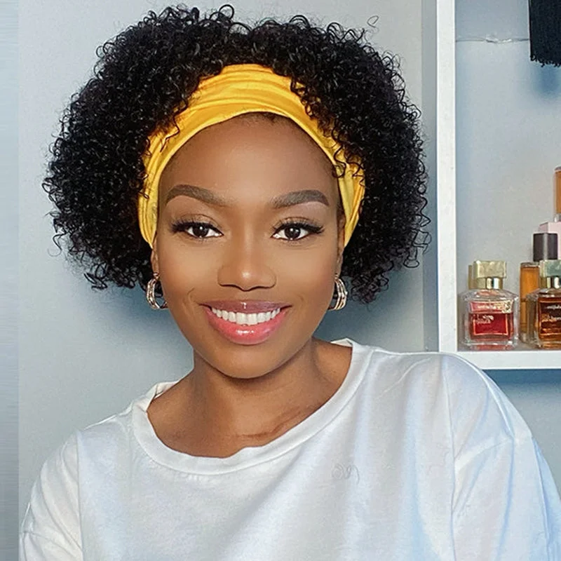 Bob Wigs with Baby Hairs for a Realistic Appearance Jerry Curly Headband Bob Wig 100% Human Hair Bob Wigs with Baby Hairs for a Realistic Appearance Jerry Curly Headband Bob Wig 100% Human Hair
