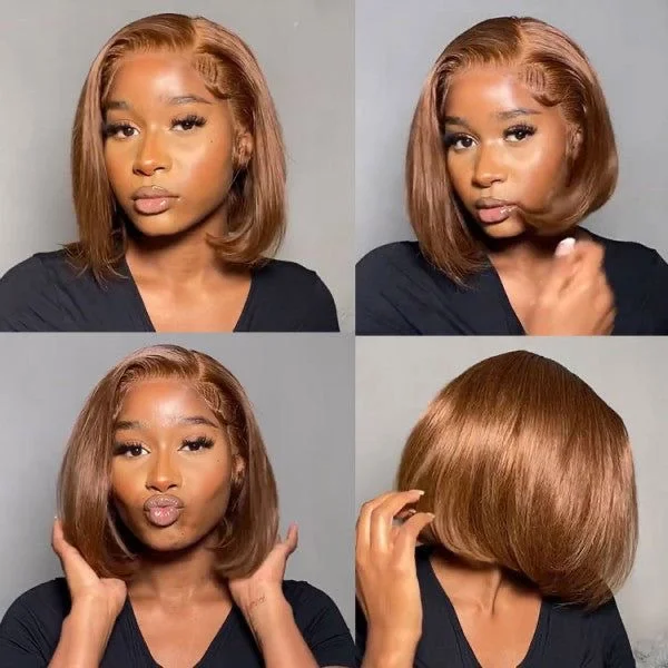 Bob Wigs for African - American Women​ EMMY Lace Frontal Brown Bob Wigs