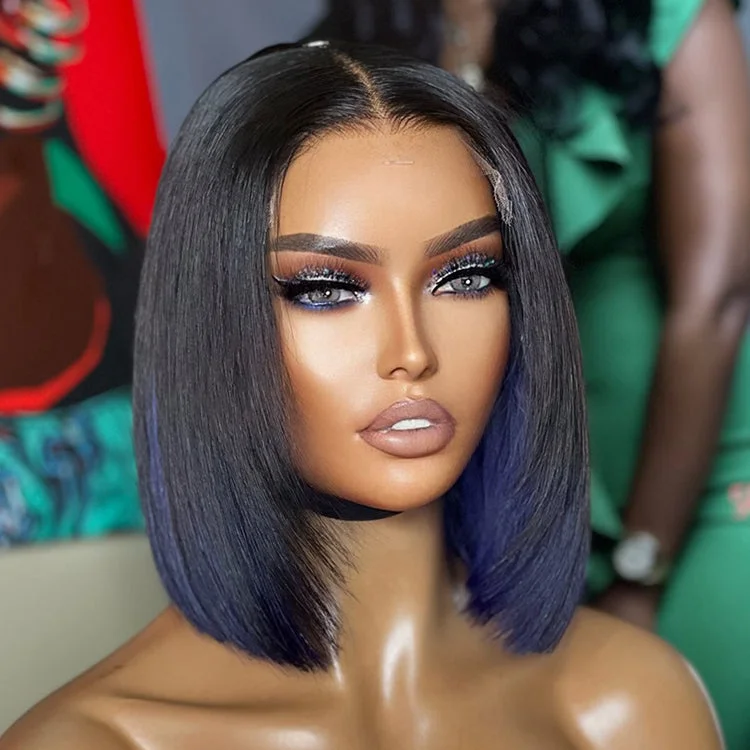 Bob Wigs for Asian Women Limited Design | Peekaboo Purple Highlight Glueless 5x5 Closure HD Lace Bob Wig | Large & Small Cap Size Bob Wigs for Asian Women Limited Design | Peekaboo Purple Highlight Glueless 5x5 Closure HD Lace Bob Wig | Large & Small Cap Size