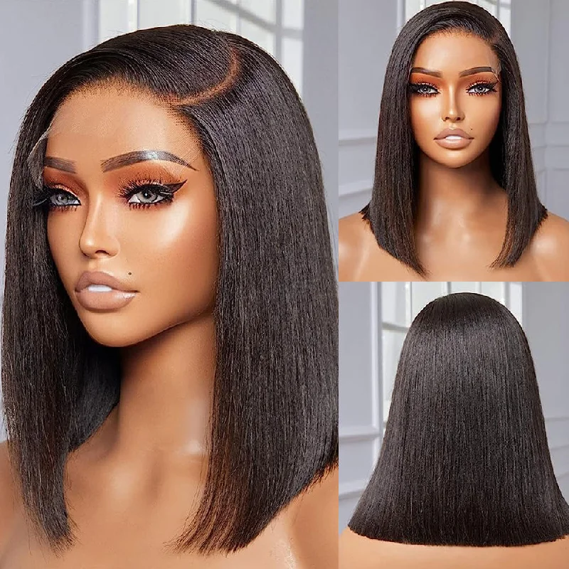 Bob Wigs in Asian Sizing 5x5 Closure Preplucked Virgin Human Hair Lace Wig | Side Part Yaki Bob Bob Wigs in Asian Sizing 5x5 Closure Preplucked Virgin Human Hair Lace Wig | Side Part Yaki Bob