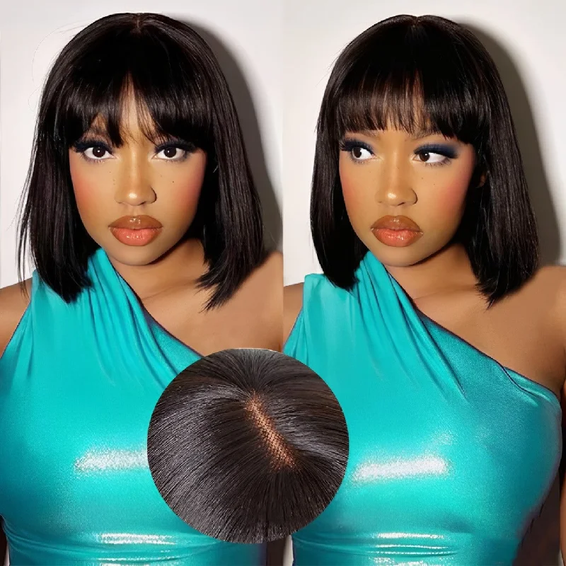 Bob Wigs for Halloween Costumes SDD Mini Lace Bob Wig with Bang Human Hair Straight Double Drawn Lace Wigs Human Hair For Women Bob Wigs for Halloween Costumes SDD Mini Lace Bob Wig with Bang Human Hair Straight Double Drawn Lace Wigs Human Hair For Women