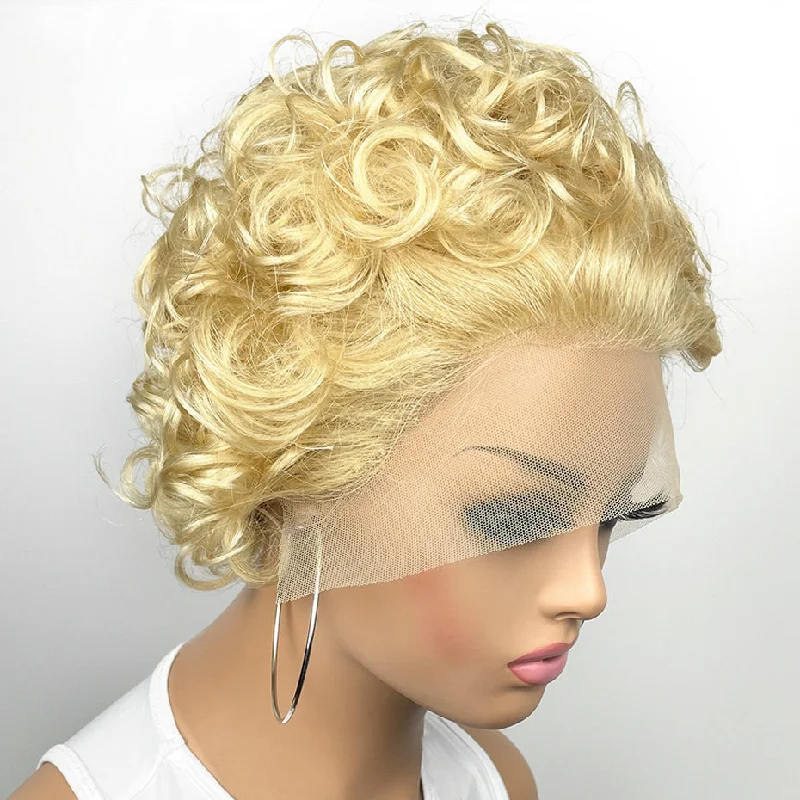 Bob Wigs for Job Interviews Paisley | 613 Blonde Short Pixie Cut Prestyled Human Hair Lace Wig Bob Wigs for Job Interviews Paisley | 613 Blonde Short Pixie Cut Prestyled Human Hair Lace Wig