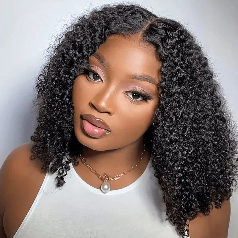 Bob Wigs in Black Colors​ Aligrace Hair 13x4 HD Lace Short Bob Curly Wigs