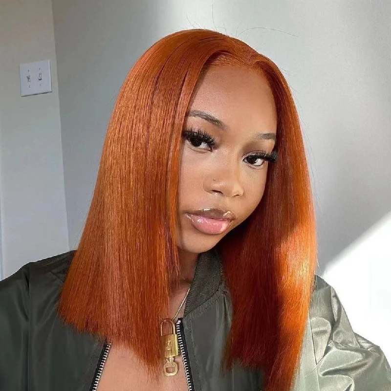 Bob Wigs for Modest Fashion Trends Braelin | Preplucked Ginger Color Human Hair Bob Lace Wig Bob Wigs for Modest Fashion Trends Braelin | Preplucked Ginger Color Human Hair Bob Lace Wig