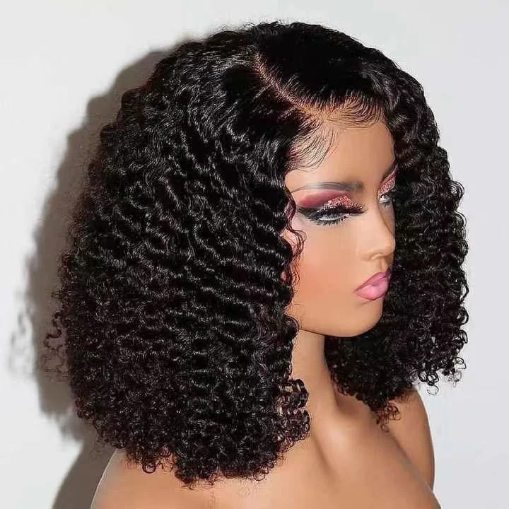 Bob Wigs in Brunette Shades​ 13x4 Deep Curly Wave Short Bob Wig