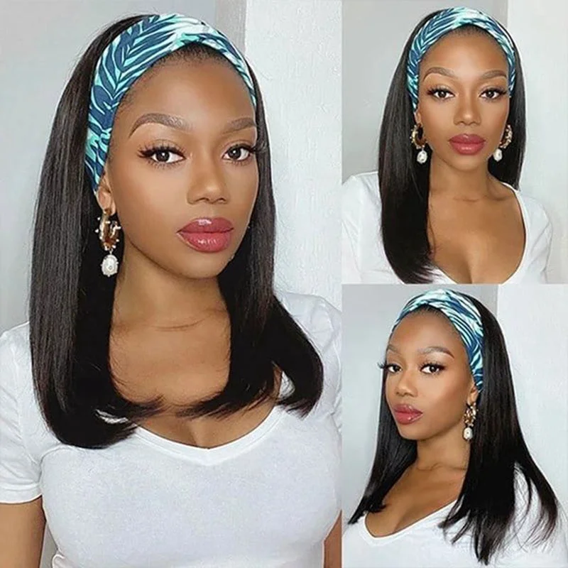 Bob Wigs for Acting Performances Headband Bob Wig Straight Human Hair Glueless Wigs Bob Wigs for Acting Performances Headband Bob Wig Straight Human Hair Glueless Wigs
