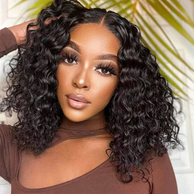 Human Hair Bob Wigs for a Natural Look Aligrace Hair 5X5 HD Lace Closure Water Wave Bob Wigs Human Hair Bob Wigs for a Natural Look Aligrace Hair 5X5 HD Lace Closure Water Wave Bob Wigs
