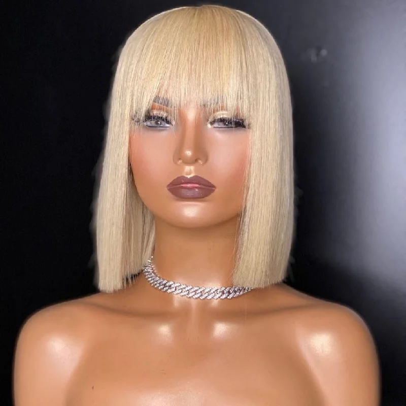 Balayage Bob Wigs for a Sun - kissed Appearance​ Blonde Fringe BoB Wig