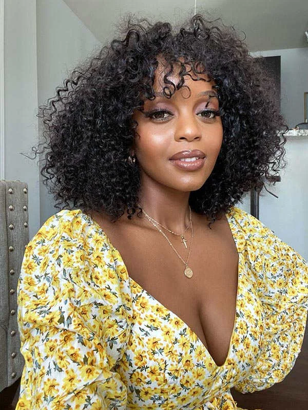 Bob Wigs for Bridesmaids Chinalacewig Glueless Full HD Lace Kinky Curly Bob Human Hair With Bangs NCF35 Bob Wigs for Bridesmaids Chinalacewig Glueless Full HD Lace Kinky Curly Bob Human Hair With Bangs NCF35