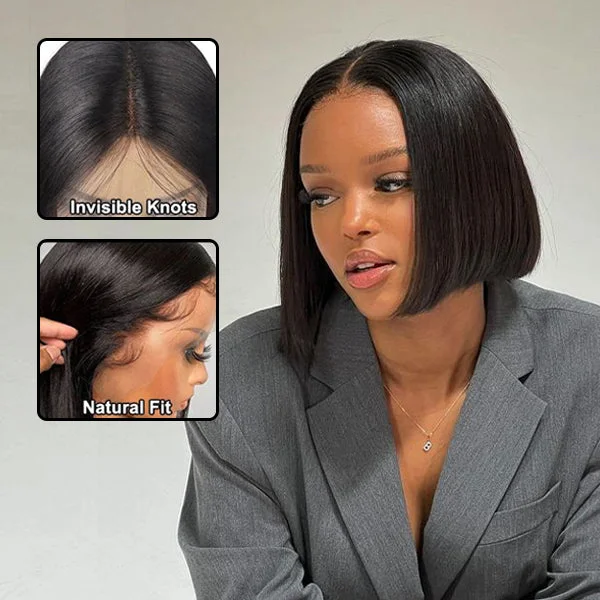 Bob Wigs in Black Colors Straight Bob Wig Human Hair 6x6 Lace Short Bob Wig Lace Front Wigs Human Hair for Women Bob Wigs in Black Colors Straight Bob Wig Human Hair 6x6 Lace Short Bob Wig Lace Front Wigs Human Hair for Women