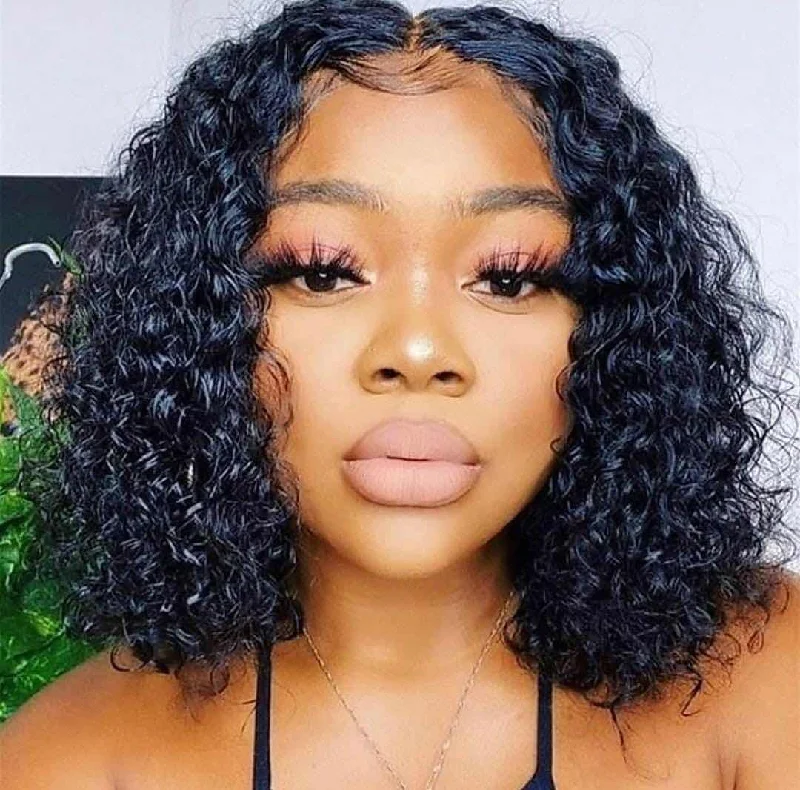 Bob Wigs in Brunette Shades Brazilian Human Hair Super Curly Bob Wig With Ear-to-Ear T Part Closure Bob Wigs in Brunette Shades Brazilian Human Hair Super Curly Bob Wig With Ear-to-Ear T Part Closure