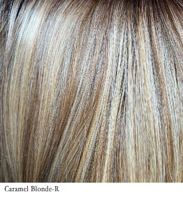 Pre-Order | Caramel Blonde-R | 30/27/613+10 | Light brown rooted. Blend of light Gold Blonde and a hint of Strawberry Blonde and light Auburn with the balance of cool light Blonde highlights.