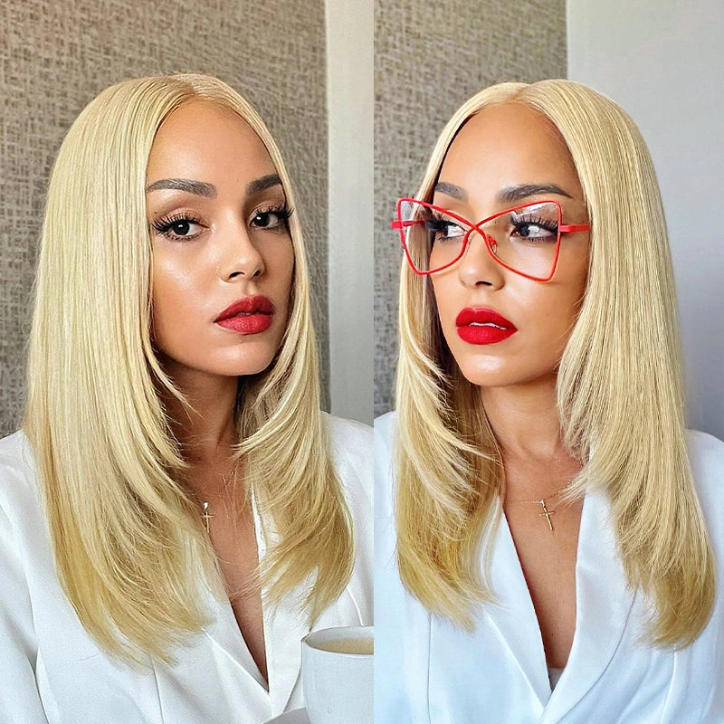 Bob Wigs for Outdoor Photoshoots Layered Cut 613 Blonde Bob Wig 5x5 Transparent Lace Skin Melt Lightweight Fashion Bob Wigs for Outdoor Photoshoots Layered Cut 613 Blonde Bob Wig 5x5 Transparent Lace Skin Melt Lightweight Fashion