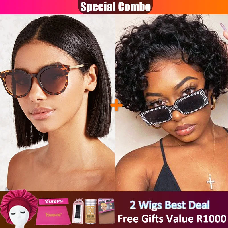 Bob Wigs for Modern and Contemporary Styles Hot combo | 13x4 Full Frontal Straight Bob Wig+Curly Pixie Cut Wig Bob Wigs for Modern and Contemporary Styles Hot combo | 13x4 Full Frontal Straight Bob Wig+Curly Pixie Cut Wig
