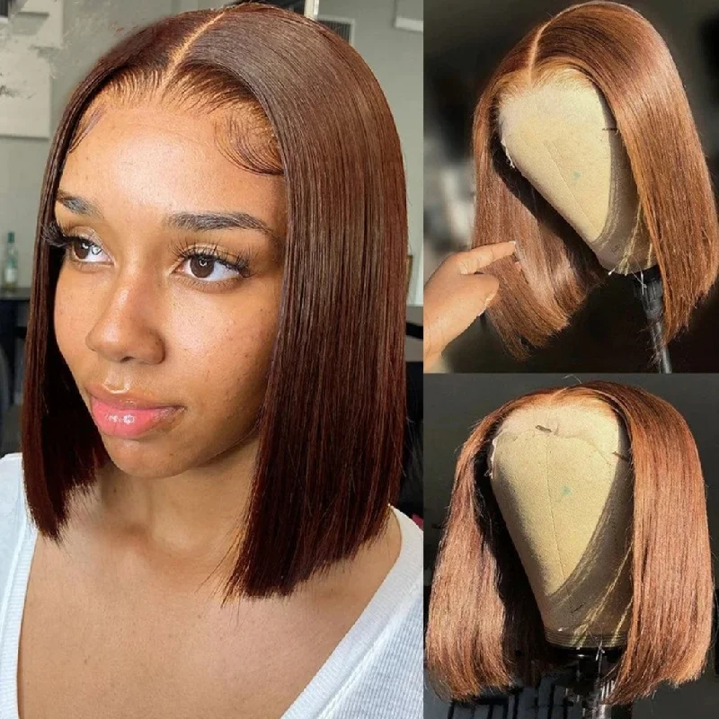 Bob Wigs with Breathable Caps for Comfort Straight Bob Wig Human Hair Color #4 13x4 Lace Front Wigs Glueless Wigs Human Hair Short Bob Wigs for Women Bob Wigs with Breathable Caps for Comfort Straight Bob Wig Human Hair Color #4 13x4 Lace Front Wigs Glueless Wigs Human Hair Short Bob Wigs for Women