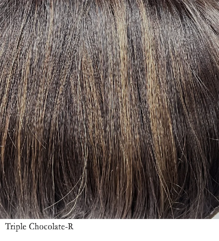 Pre-Order | Triple Chocolate-R | 4/10A+4 | A subtle Cappucino root color and a blend of Medium Ash Brown mixed with a slight warmth of Rich Chocolate create a stunning and variegated beautiful Chocolate highlighted Brown.