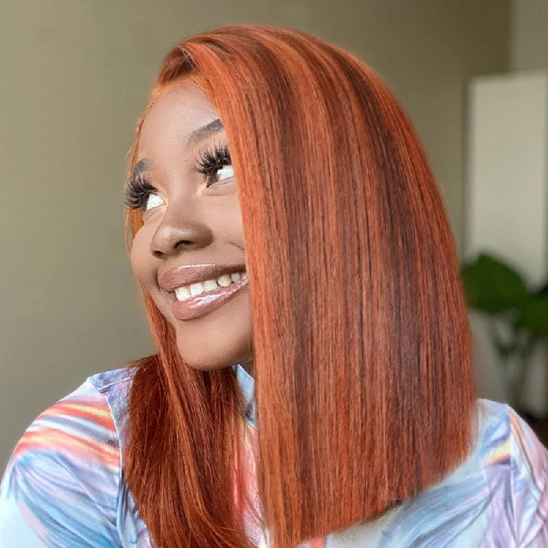 Bob Wigs for Night Outlooks Isis | Ginger Highlight Colored Preplucked Human Hair Bob Lace Front Wig Bob Wigs for Night Outlooks Isis | Ginger Highlight Colored Preplucked Human Hair Bob Lace Front Wig