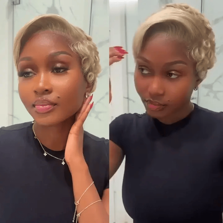 Bob Wigs for Corporate Events 613 Blonde Pre-Styled Short Pixie Curly Bob Wig Transaprent Lace Frontal Human Hair wig Bob Wigs for Corporate Events 613 Blonde Pre-Styled Short Pixie Curly Bob Wig Transaprent Lace Frontal Human Hair wig