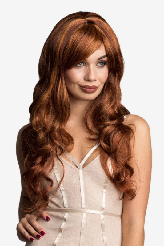 Long red auburn and blonde wig: Amanda
