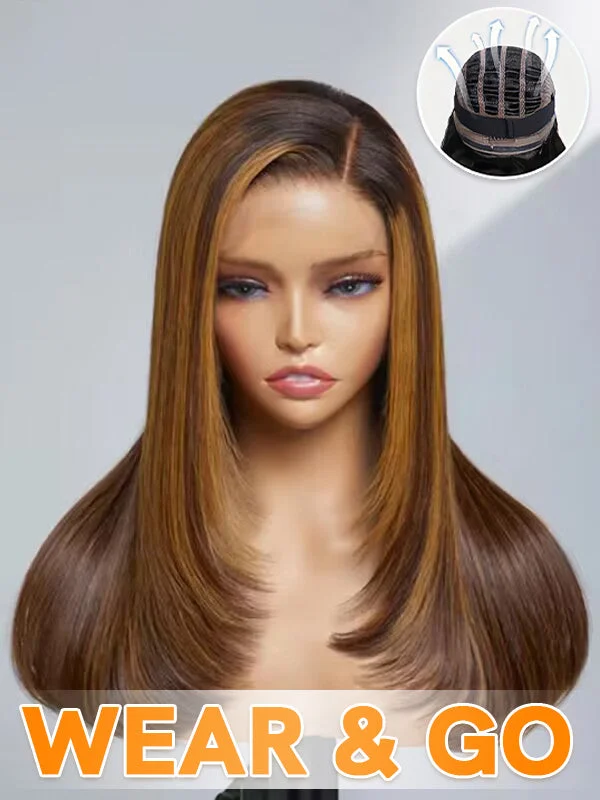Bob Wigs for Rectangle - Shaped Figures​ Chinalacewig Layer Style 5x5 Glueless HD Lace Wig Highlight Color Natural Looking Body Wave Human Virgin Hair CS012