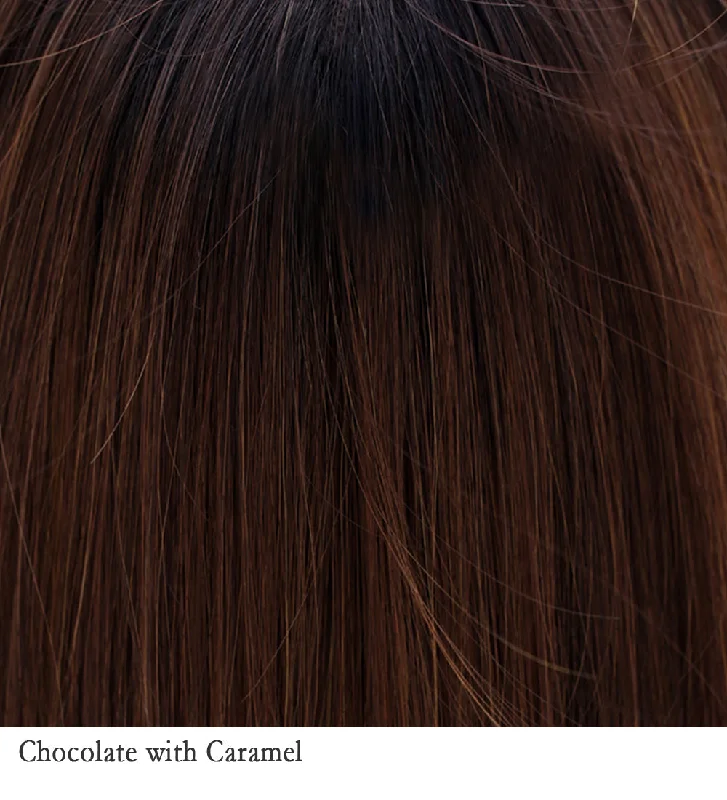 Chocolate with Caramel | 4R/8/27 | Cappuccino Dark Brown root with a blend of Medium and Chocolate Brown