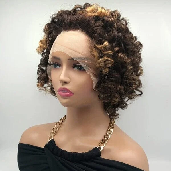 Bob Wigs with UV - Resistant Properties (for Outdoor Use) Aligrace 13x1 Lace Loose Deep Wigs #4/27 Highlight Color Bob Wigs with UV - Resistant Properties (for Outdoor Use) Aligrace 13x1 Lace Loose Deep Wigs #4/27 Highlight Color