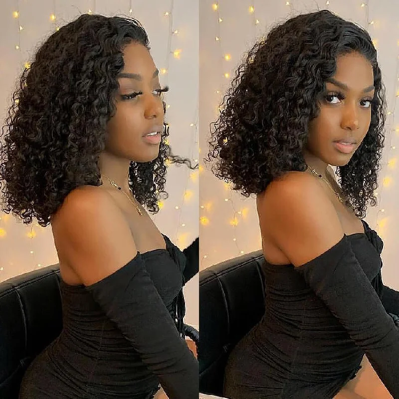 Bob Wigs for Family Gatherings Modern Show 180 Density Modern Show Curly Bob 13X4 Frontal Wig With Pre Plucked Baby Hair Nautral Hairline Real Human Hair Bob Wigs for Family Gatherings Modern Show 180 Density Modern Show Curly Bob 13X4 Frontal Wig With Pre Plucked Baby Hair Nautral Hairline Real Human Hair
