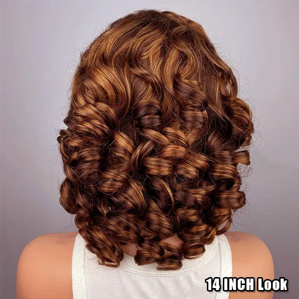 Bob Wigs for Concerts Egg Roll Bob Curly P4/27 Highlight 5x5 13x4 Transparent Lace Frontal Wigs Human Hair Bob Wigs for Concerts Egg Roll Bob Curly P4/27 Highlight 5x5 13x4 Transparent Lace Frontal Wigs Human Hair