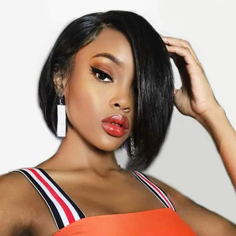 Bob Wigs for Summer Parties Aligrace Pixie Cut Lace Frontal Straight Human Hair Wigs Bob Wigs for Summer Parties Aligrace Pixie Cut Lace Frontal Straight Human Hair Wigs