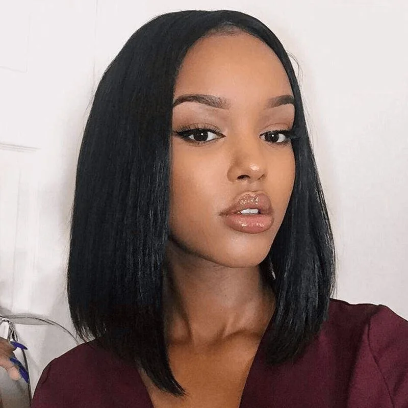 Bob Wigs for Indoor Photoshoots Aligrace MLG Series T Part Lace Straight Short Bob Wig Bob Wigs for Indoor Photoshoots Aligrace MLG Series T Part Lace Straight Short Bob Wig