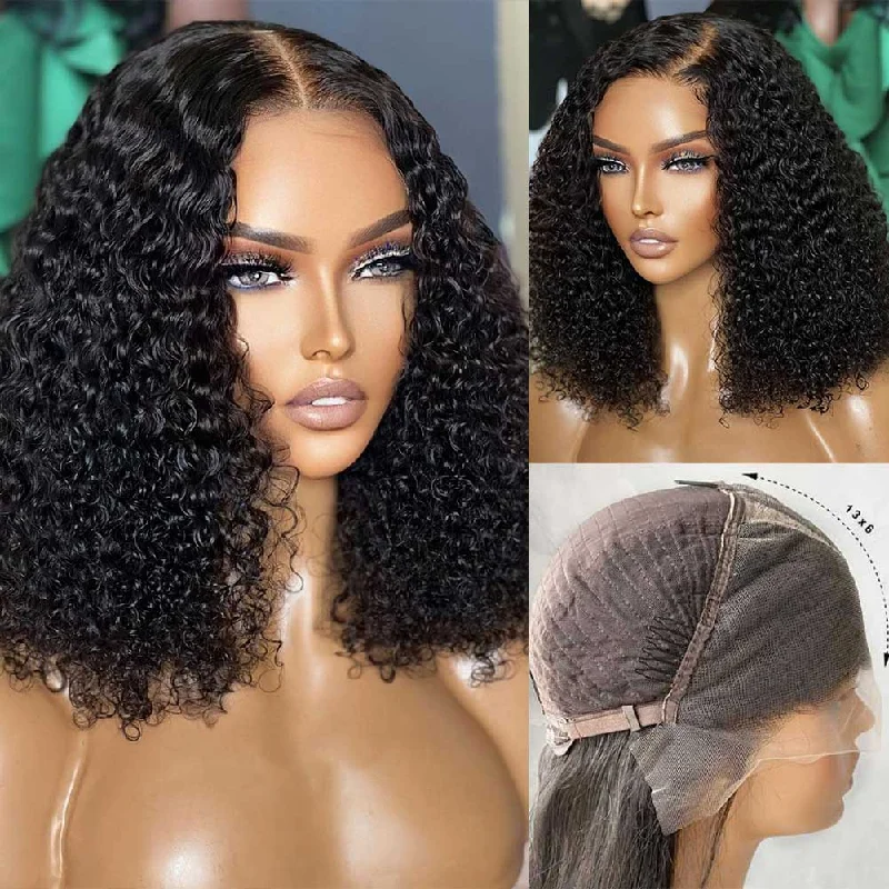 Bob Wigs for Halloween Costumes 13x6 3D FULL FRONTAL Skin Melt Lace Preplucked Human Hair Lace Front Curly Bob Wig Bob Wigs for Halloween Costumes 13x6 3D FULL FRONTAL Skin Melt Lace Preplucked Human Hair Lace Front Curly Bob Wig