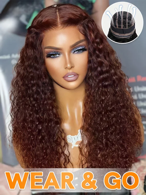 Bob Wigs with Adjustable Combs for a Custom Fit Chinalacewig Wear Go Pre Cut HD Lace 5*5 Closure Red Brown Curly Quick & Easy Glueless Wig With Breathable Cap Air Wig CS013 Bob Wigs with Adjustable Combs for a Custom Fit Chinalacewig Wear Go Pre Cut HD Lace 5*5 Closure Red Brown Curly Quick & Easy Glueless Wig With Breathable Cap Air Wig CS013