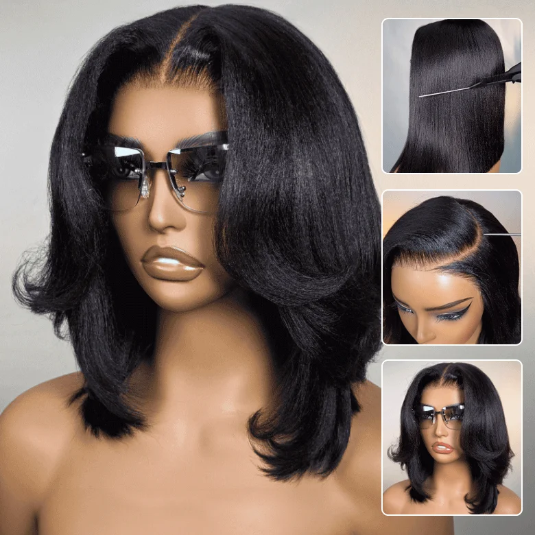 Bob Wigs for Modern and Contemporary Styles Klaiyi Yaki Straight Bob 13x4 Pre Everything Put On and Go Glueless Wig Pre-Cut Lace Wig Beginner Friendly Bob Wigs for Modern and Contemporary Styles Klaiyi Yaki Straight Bob 13x4 Pre Everything Put On and Go Glueless Wig Pre-Cut Lace Wig Beginner Friendly