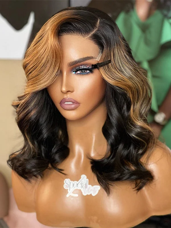 Wavy Bob Wigs for a Casual Vibe Chinalacewig Highlight Brown Bob Human Virgin Hair 5x5 HD Lace Closure Wig NY01 Wavy Bob Wigs for a Casual Vibe Chinalacewig Highlight Brown Bob Human Virgin Hair 5x5 HD Lace Closure Wig NY01