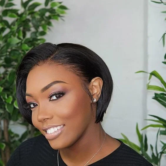 Bob Wigs for Teenagers​ Glueless Human Hair Pixie Cut Lace Front Wig 8 Inch