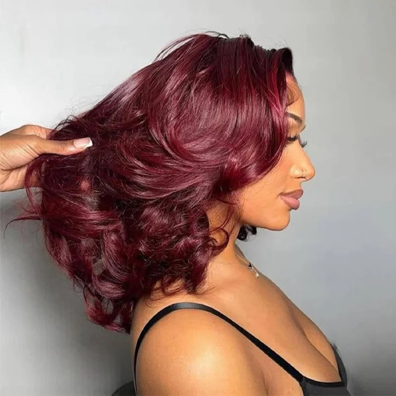 Bob Wigs for Retro Fashion Lovers 13x6 99J Burgundy Body Wave Bob Wig 250% Preplucked Human Hair Lace Front Wigs Bob Wigs for Retro Fashion Lovers 13x6 99J Burgundy Body Wave Bob Wig 250% Preplucked Human Hair Lace Front Wigs