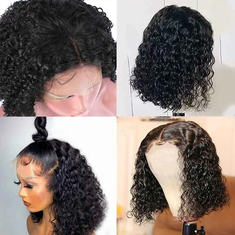 Bob Wigs for Vintage - Inspired Looks Deep Wave Bob Wig Blunt Cut Lace Front Wig 10A Human Hair Natural Color Bob Wigs for Vintage - Inspired Looks Deep Wave Bob Wig Blunt Cut Lace Front Wig 10A Human Hair Natural Color