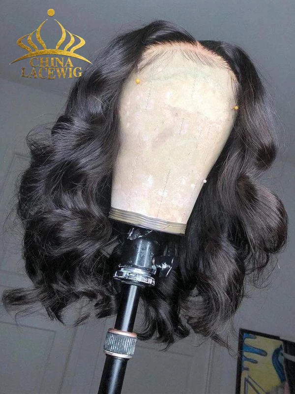 Bob Wigs for Date Nights Chinalacewig Black Color Virgin Human Hair Wavy Bob HD Lace Front Wigs For Women NCF107 Bob Wigs for Date Nights Chinalacewig Black Color Virgin Human Hair Wavy Bob HD Lace Front Wigs For Women NCF107