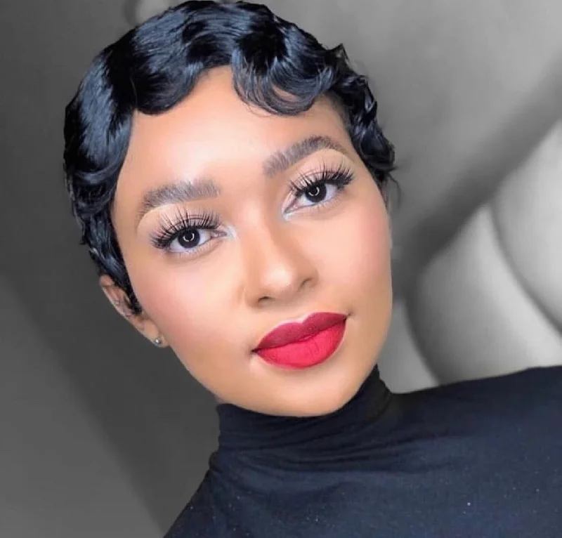 Bob Wigs for Rectangle - Shaped Figures​ Straight Pixies : 12a Fingerwave