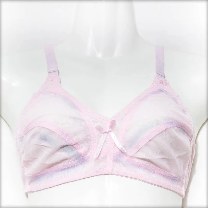 Net Non Padded Bra - Pink  - See Through Bra