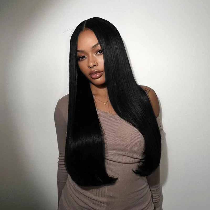 Colored wig in a vibrant pink color for a bold and eye - catching look#1 Jet Black Colored Wig Straight Human Hair Transparent Lace Frontal Wig Colored wig in a vibrant pink color for a bold and eye - catching look#1 Jet Black Colored Wig Straight Human Hair Transparent Lace Frontal Wig