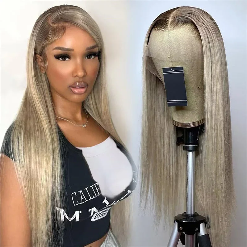 Colored wig with a 150 - density for a full and thick appearance13x4 Straight Blonde Hair Wig Free Part Transparent Lace Front Wigs Ash Blonde Lace Front Wigs for Women