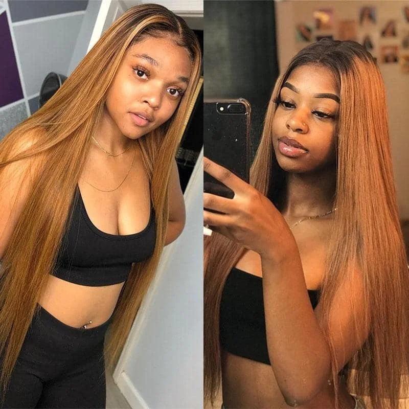 Colored wig with a purple - violet shade for a regal and elegant lookT1B/27 T1B/30 Ombre Straight HD Transparent Lace Wig 100% Virgin Human Hair Colored wig with a purple - violet shade for a regal and elegant lookT1B/27 T1B/30 Ombre Straight HD Transparent Lace Wig 100% Virgin Human Hair