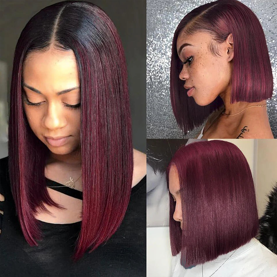 Long Bob Wigs (Lob) for Round Faces Bob wig in a jet - black color for a classic appearance1B/99J Ombre Straight Short Bob Lace Front Wigs For Black Women 150%-220% Density Long Bob Wigs (Lob) for Round Faces Bob wig in a jet - black color for a classic appearance1B/99J Ombre Straight Short Bob Lace Front Wigs For Black Women 150%-220% Density