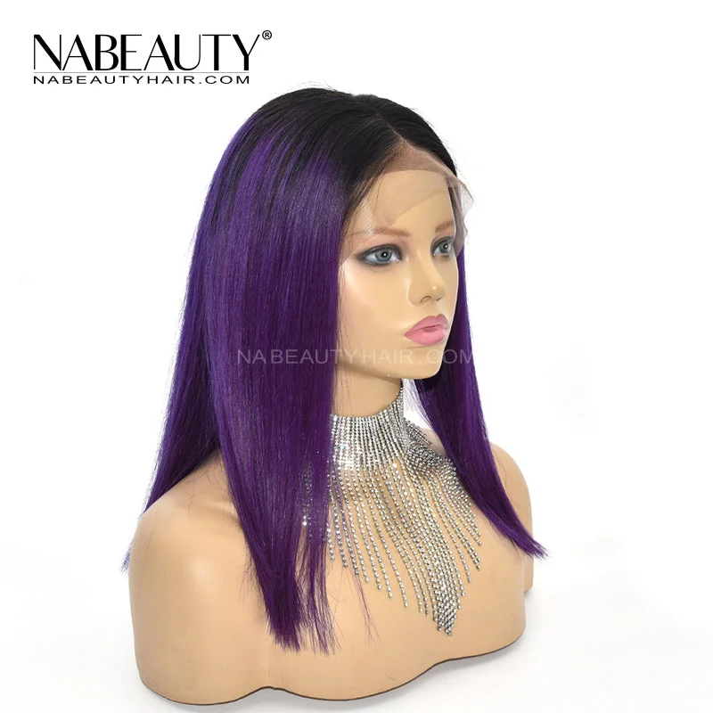 Lace wig in a chocolate - brown color for a rich and warm appearance1B Purple Color Front Lace Wig Pre Plucked Ombre Straight Short Bob Human Hair Wigs Lace wig in a chocolate - brown color for a rich and warm appearance1B Purple Color Front Lace Wig Pre Plucked Ombre Straight Short Bob Human Hair Wigs
