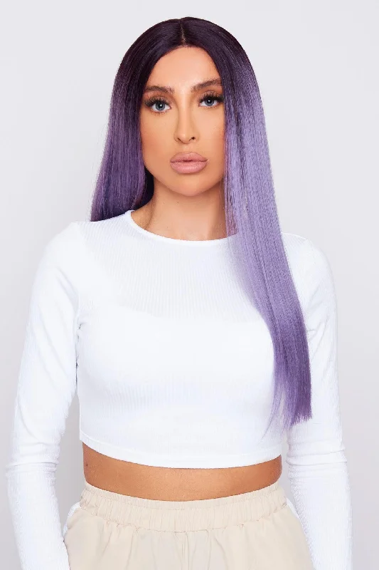 Lace wig with a 13x4 lace frontal for a wide - parting areaAlannah 20" Ombre Purple Synthetic Lace Front Wig Lace wig with a 13x4 lace frontal for a wide - parting areaAlannah 20" Ombre Purple Synthetic Lace Front Wig
