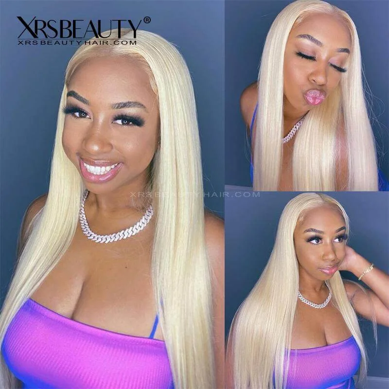 Colored wig with a pre - bleached knot for a natural - looking scalpLong Straight 613 Blonde Human Hair 13x4 Lace Front Wig [CFW01]